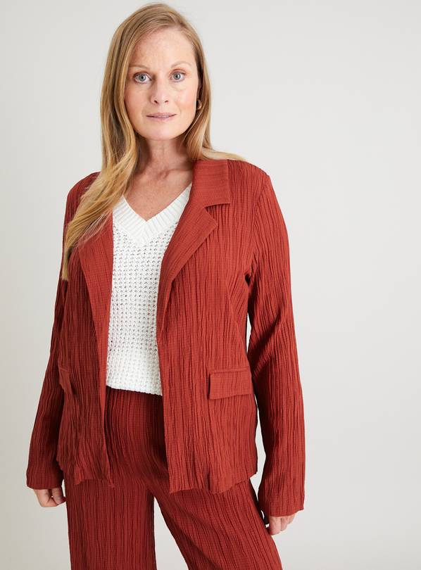 Dark Red Textured Stripe Coord Blazer 14